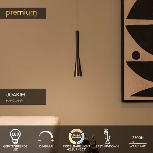 Lucide JOAKIM - Hanglamp - Ø 7,7 cm - LED Dimb. - CCT - 1x7W 2700K/4000K - Koffie | Premium - USP